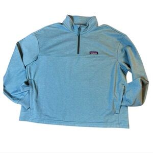 Patagonia Ahnya Pullover Quarter Zip Handwarmer Pocket Blue Cozycore Outdoor